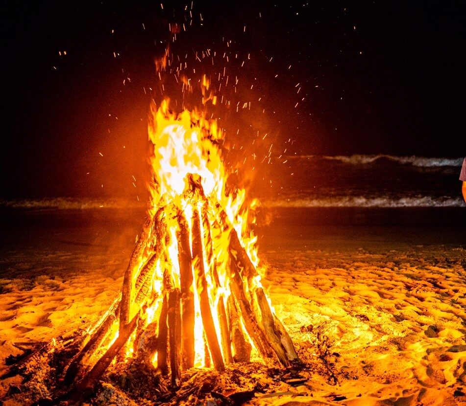 New Year Eve's  bonfire at the beach